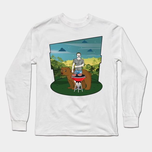 Teddy Roosevelt Grilling T-shirt Long Sleeve T-Shirt by shenvalley products